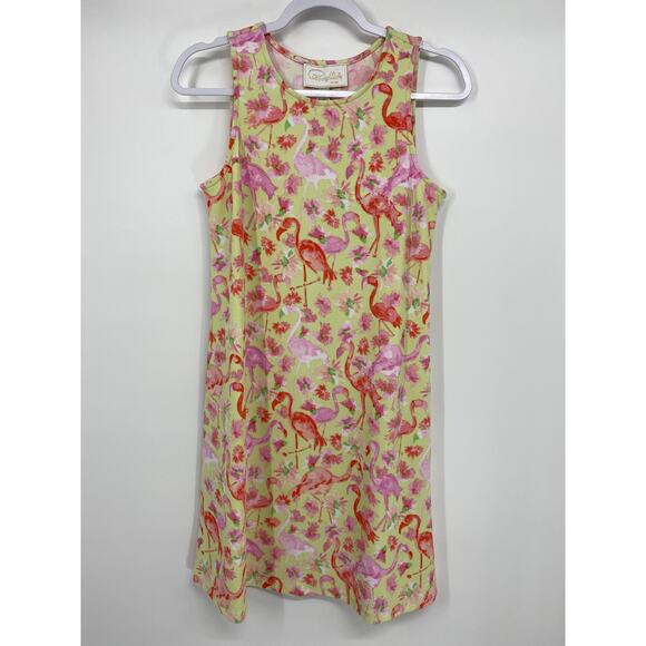 Pappagallo Womens Pink Yellow Flamingo Sleeveless Dress NEW Small - Picture 1 of 10